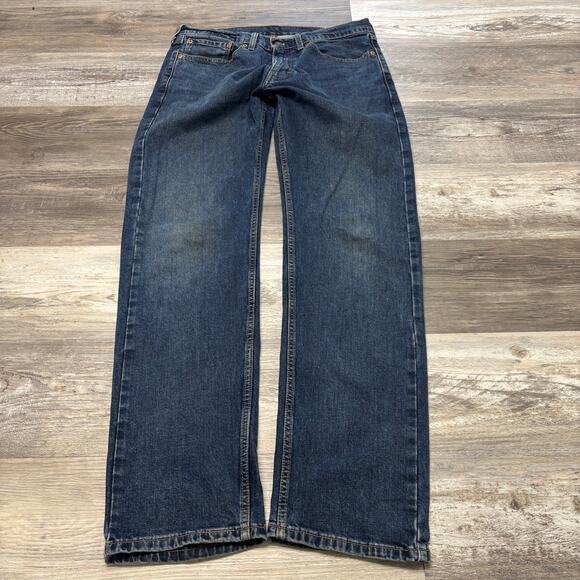 Levis 505 Medium Wash Blue Mens‎ 34x32 Regular Fit Straight Leg Jeans Red Tab - Picture 2 of 10